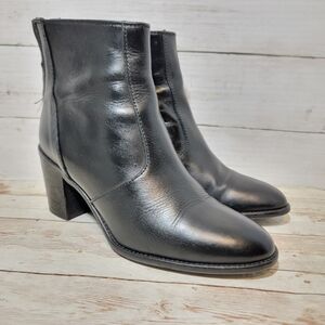 Madewell Black Leather Block Heel Ankle Boots